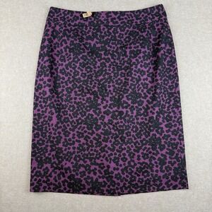Banana Republic Skirt Women’s Sz 4 Purple Leopard Print‎ Lined Office Pencil Cut